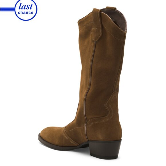 NEROGIARDINI Light Brown Made In Italy Suede Soft Western Boots - Picture 2 of 2